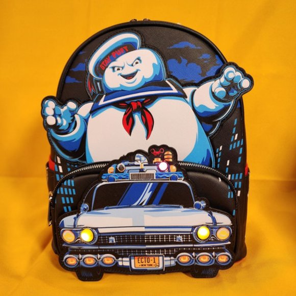 Loungefly Ghostbusters Stay Puft Man Chasing Ecto - 1 Light UP Mini Backpack NEW - Picture 3 of 15